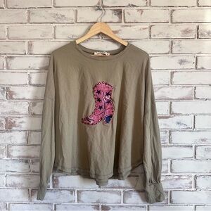 Three Birds Nest Cowboy Boot batwing long sleeve top
